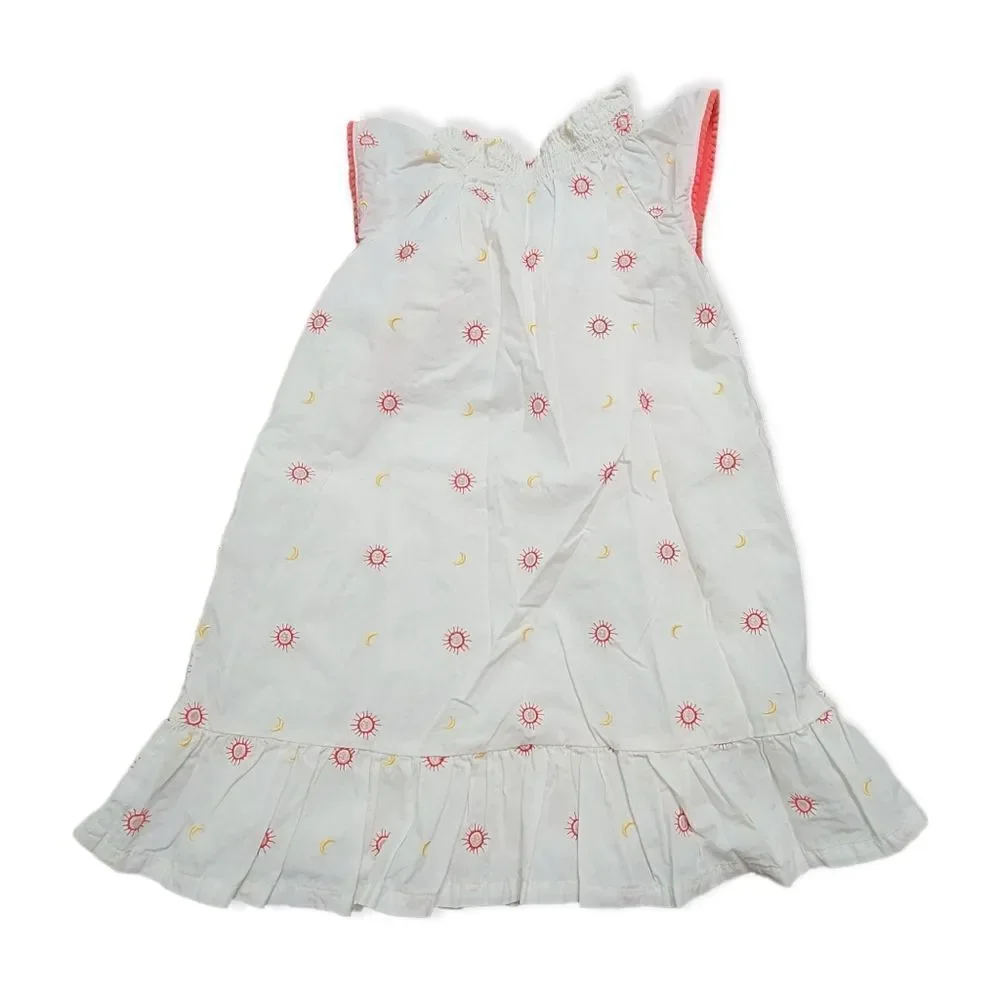 Smocked neck embroidered dress